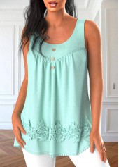 Mint Green Patchwork Scoop Neck Tank Top | thumb picture 
