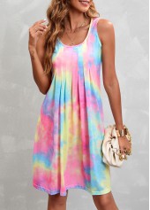 Multi Color Pleated Ombre A Line Dress | thumb picture 