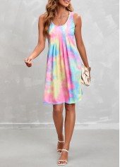 Multi Color Pleated Ombre A Line Dress | thumb picture 