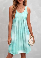 Mint Green Pleated Ombre A Line Dress | thumb picture 