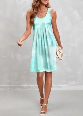 Mint Green Pleated Ombre A Line Dress | thumb picture 