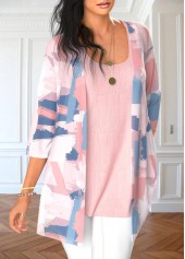 Light Pink Graffiti Print Cardigan and Tank Top | thumb picture 