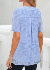 Blue Short Sleeve Square Neck Fake Two Piece Twinset | thumb picture 