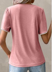 Light Pink Patchwork Short Sleeve T Shirt | thumb picture 