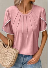 Light Pink Patchwork Short Sleeve T Shirt | thumb picture 