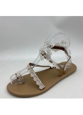 White Open Toe Falt Flip Flops Slippers | thumb picture 