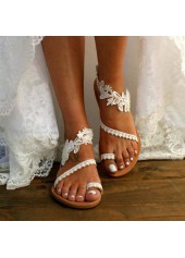 White Open Toe Falt Flip Flops Slippers