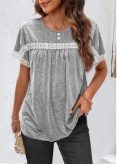 Light Grey Marl Ruched Short Sleeve T Shirt