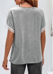 Light Grey Marl Ruched Short Sleeve T Shirt | thumb picture 