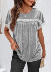 Light Grey Marl Ruched Short Sleeve T Shirt | thumb picture 