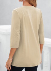 Light Camel Plants Print Fake Two Piece Twinset | thumb picture 