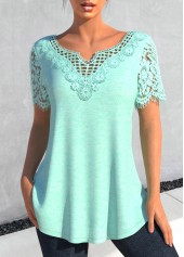 Mint Green Lace Short Sleeve T Shirt
