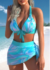 Mesh High Waisted Wave Pattern Print Bikini Set | thumb picture 