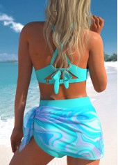 Mesh High Waisted Wave Pattern Print Bikini Set | thumb picture 