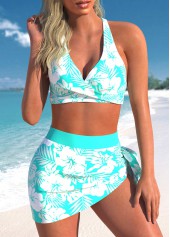 Criss Cross High Waisted Floral Print Bikini Set