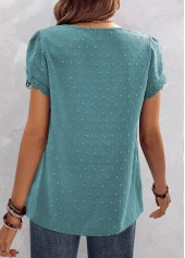 Turquoise Lace Short Sleeve V Neck Blouse | thumb picture 