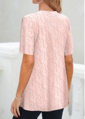 Light Pink Short Sleeve Fake Two Piece Twinset | thumb picture 