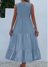Dusty Blue Button A Line Sleeveless Dress | thumb picture 