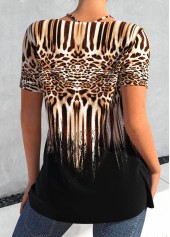Black Circular Ring Leopard Short Sleeve T Shirt | thumb picture 