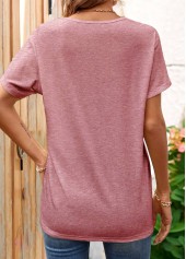 Dusty Pink Criss Cross Short Sleeve T Shirt