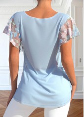 Light Blue Lace Short Sleeve T Shirt | thumb picture 
