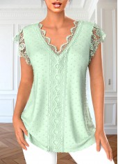 Light Green Patchwork Short Sleeve T Shirt