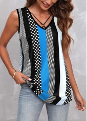 Black Circular Ring Polka Dot Tank Top