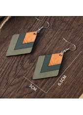 Green Square Geometric Wood Drop Earrings | thumb picture 