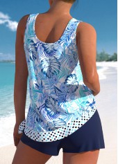 Bowknot High Waisted Floral Print Blue Tankini Set | thumb picture 