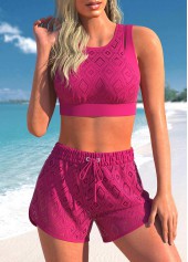 Lace High Waisted Hot Pink Bikini Set