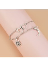 Metal Detail Silver Heart Anklet Set | thumb picture 