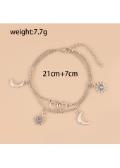 Metal Detail Silver Heart Anklet Set | thumb picture 