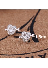 Silver Heart Rhinestone Arrow Detail Earrings | thumb picture 