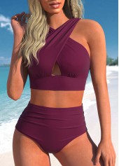 High Waisted Plus Size Criss Cross Bikini Set