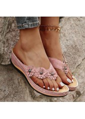 Pink Open Toe Low Heel Flip Flops