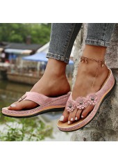 Pink Open Toe Low Heel Flip Flops | thumb picture 