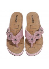 Pink Open Toe Low Heel Flip Flops | thumb picture 