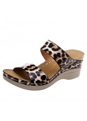 Dark Camel Leopard Open Toe Low Heel Sliders | thumb picture 