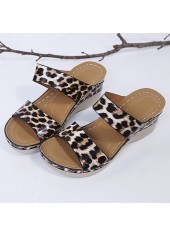Dark Camel Leopard Open Toe Low Heel Sliders | thumb picture 