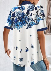 White Button Floral Print Short Sleeve Blouse | thumb picture 