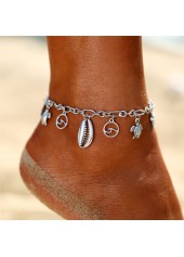 Silver Starfish and Turtle Chain Anklet