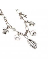 Silver Starfish and Turtle Chain Anklet | thumb picture 