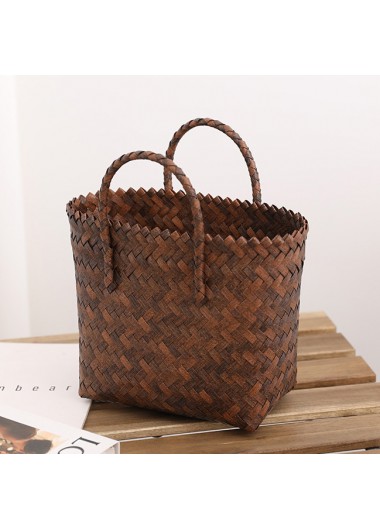 women clothes image of Dark Coffee Open Straw Hand Bag