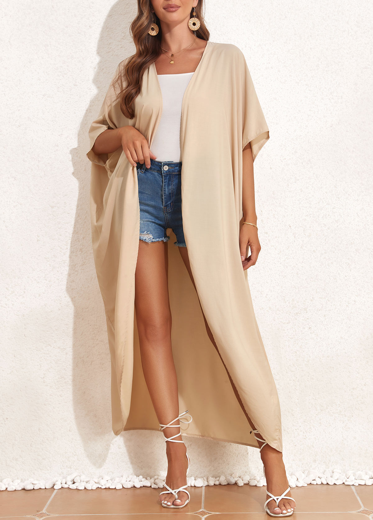 Tie Light Coffee Belted Cover Up