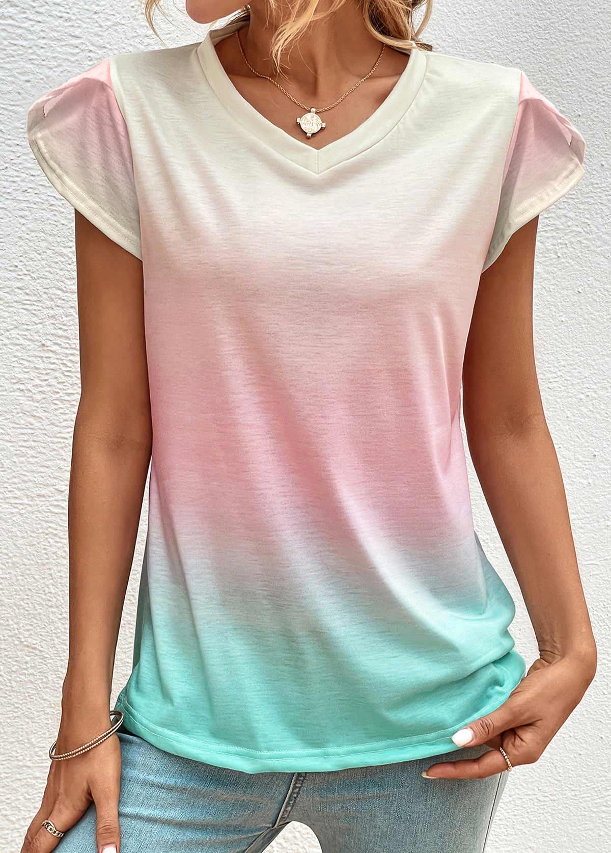 Light Pink Ombre Short Sleeve T Shirt