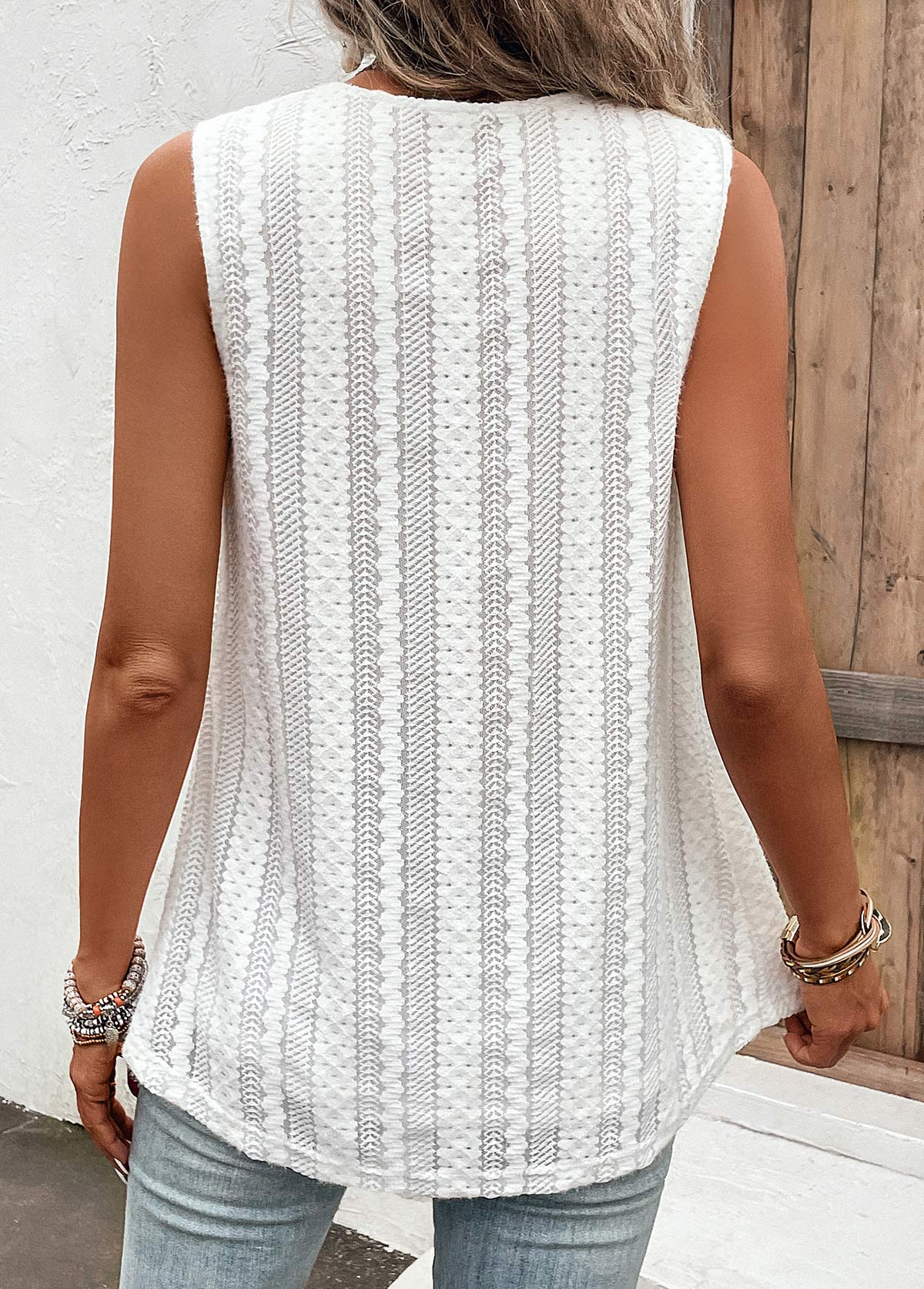White Breathable Square Neck Tank Top