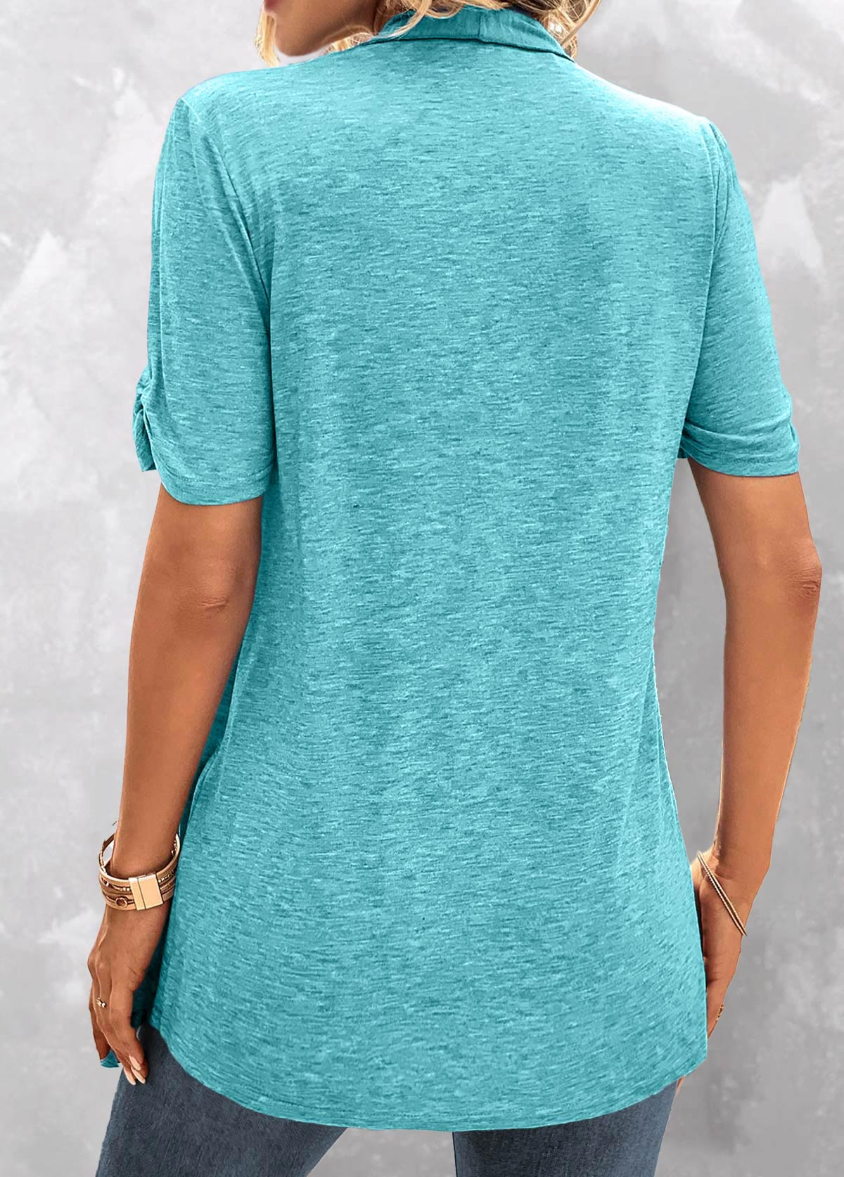 Turquoise Fake 2in1 Leopard Short Sleeve T Shirt