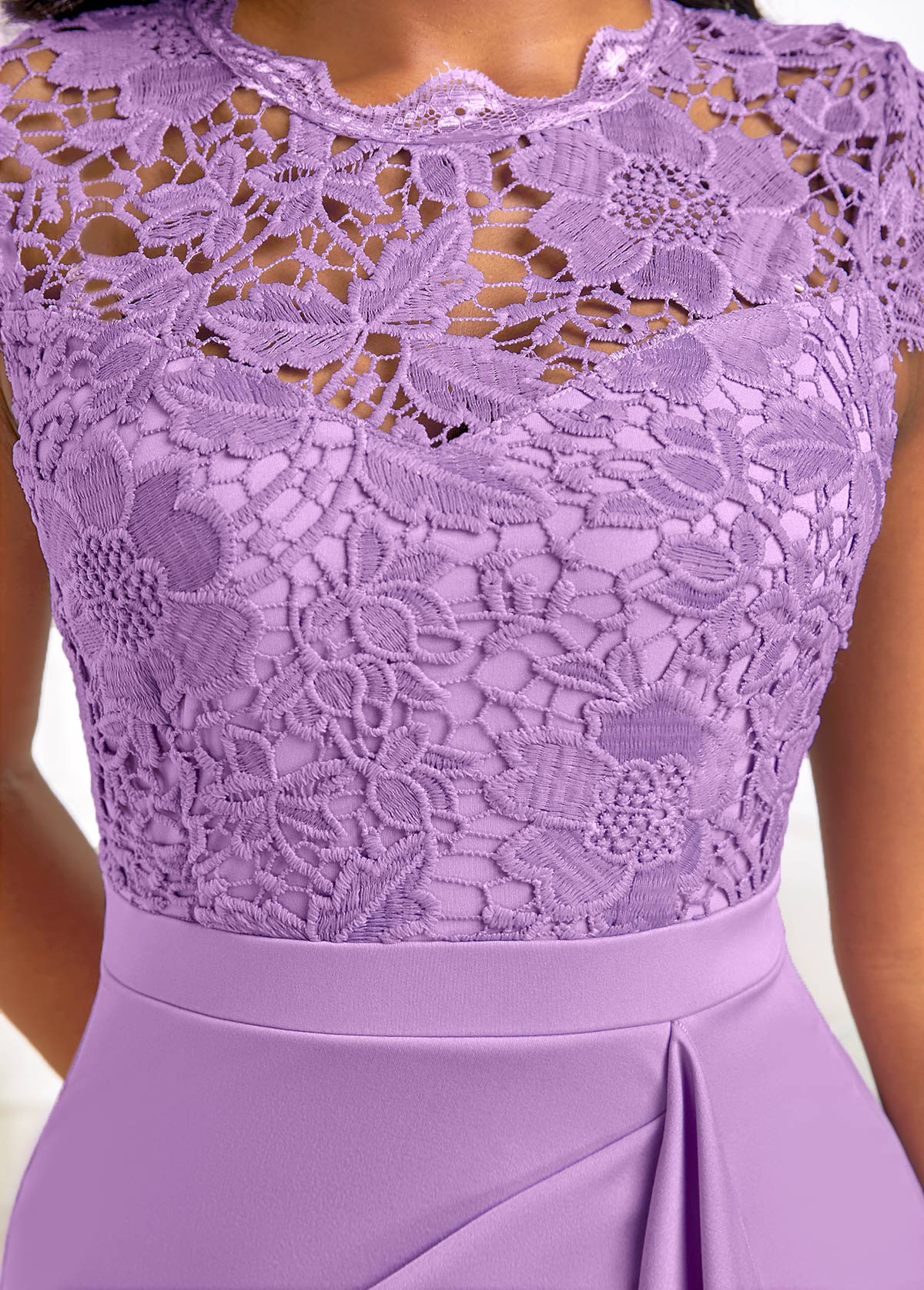 Light Purple Lace Short Sleeve Bodycon Dress