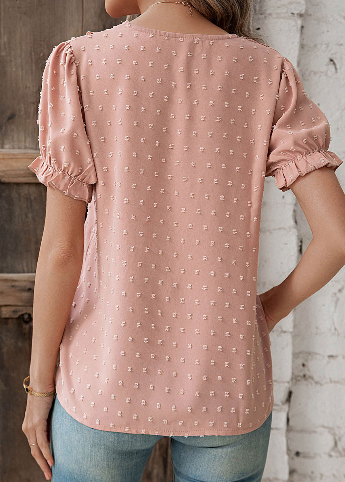 Dusty Pink Patchwork Short Sleeve T Shirt