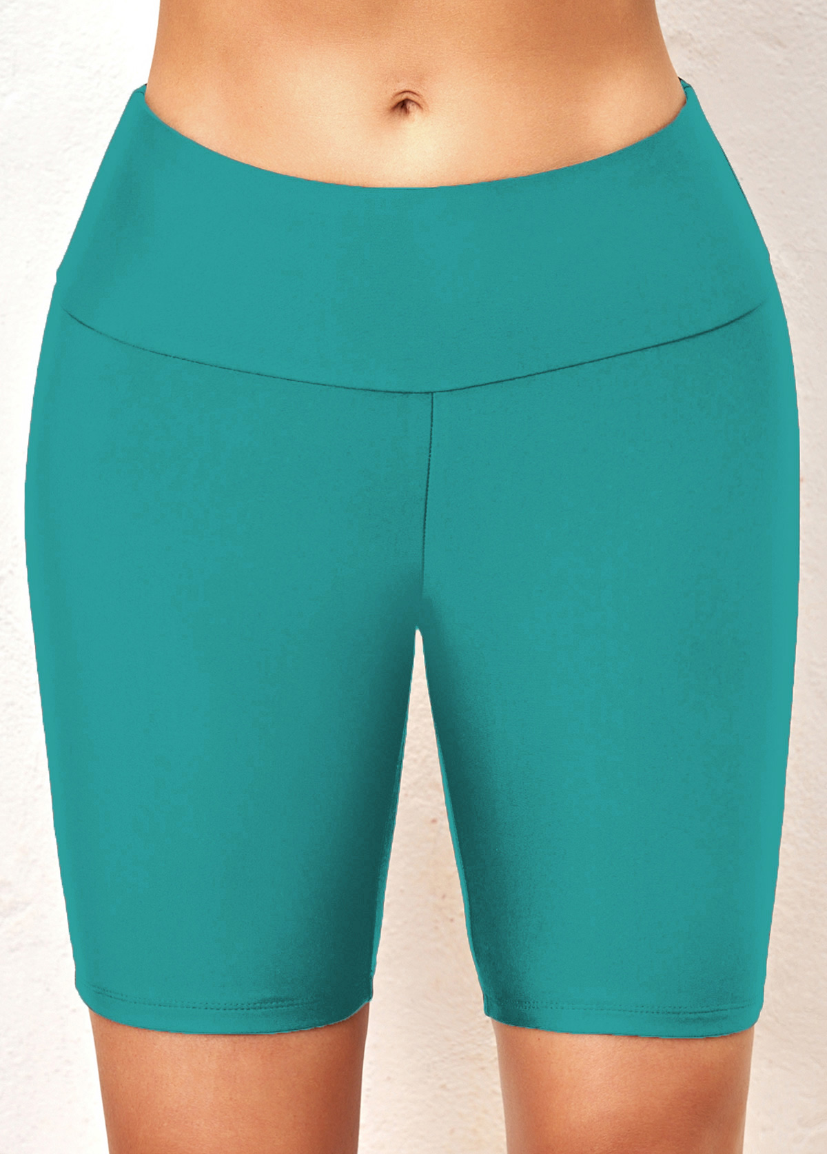 Mid Waisted Turquoise Wide Waistband Swimwear Shorts | modlily.com ...